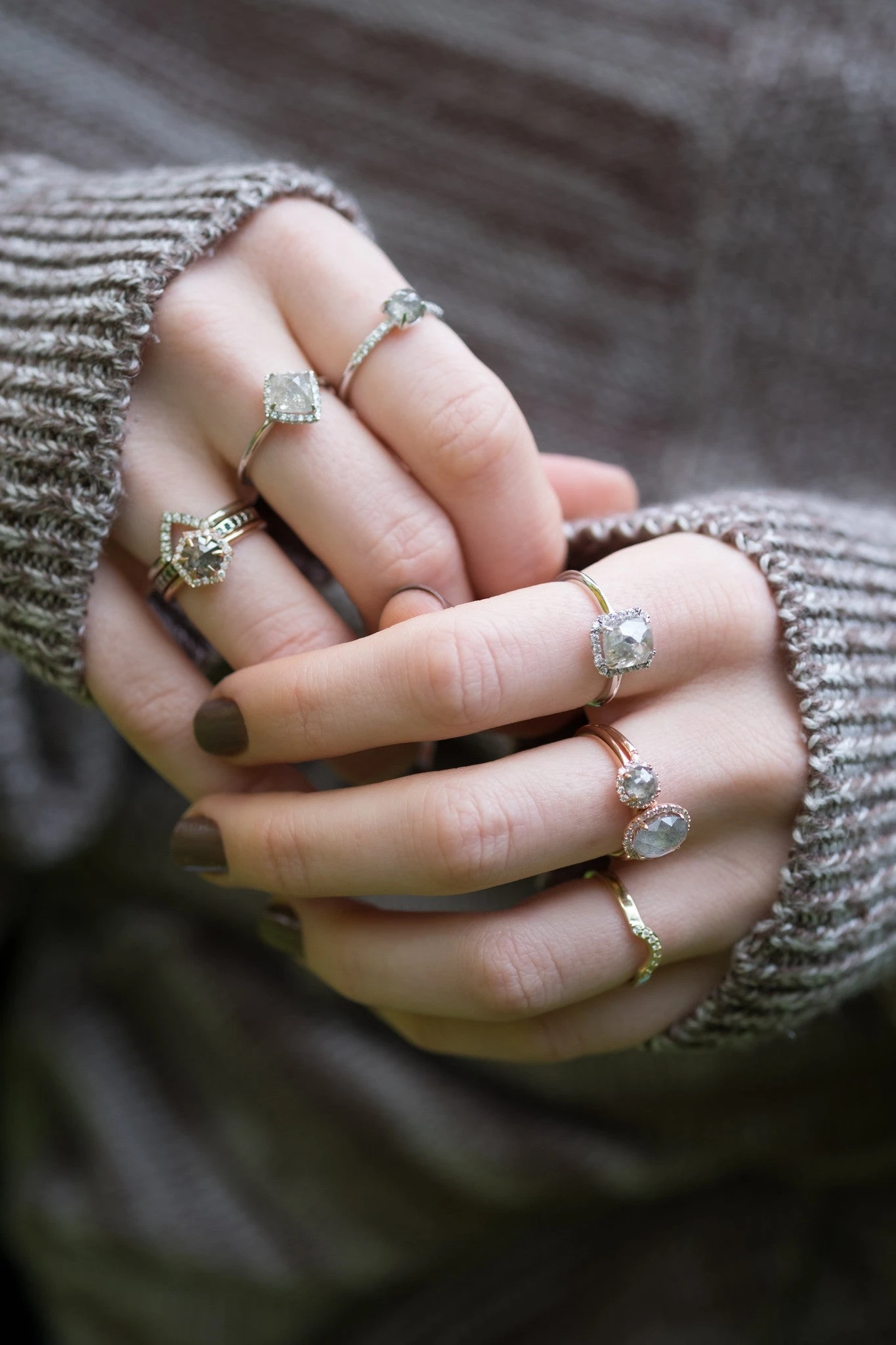 9 Diamond Chevron Band No. 01, 14k White Gold 2 9 Diamond Chevron Band No. 01, 14k White Gold - Image 2