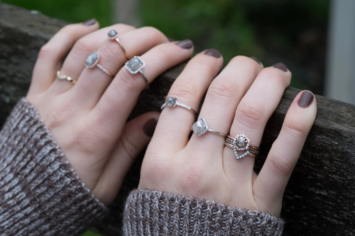 9 Diamond Chevron Band No. 01, 14k White Gold 6 9 Diamond Chevron Band No. 01, 14k White Gold - Image 6