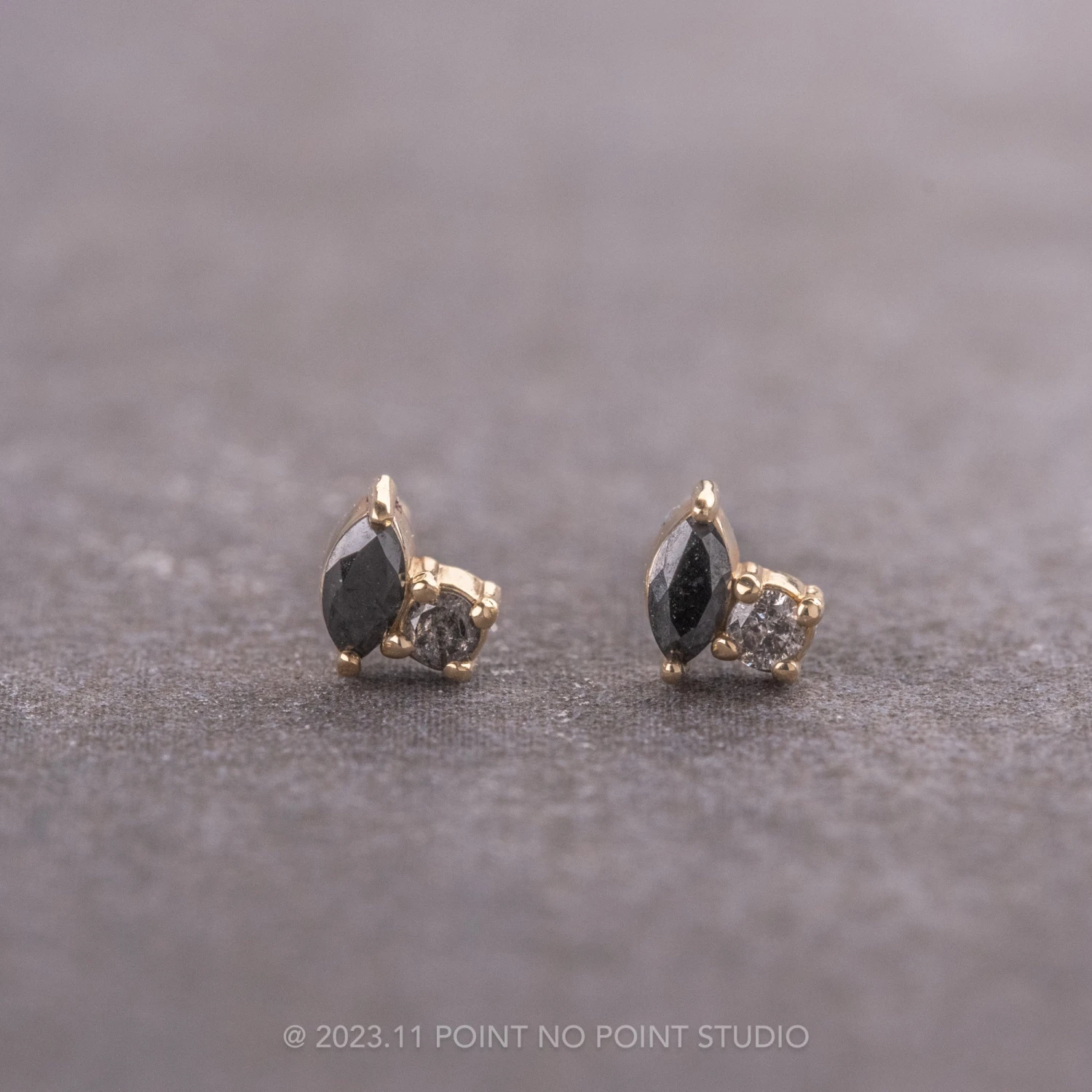 .13tcw Ombre Diamond Studs, 14k Yellow Gold Earrings 1 .13tcw Ombre Diamond Studs, 14k Yellow Gold Earrings