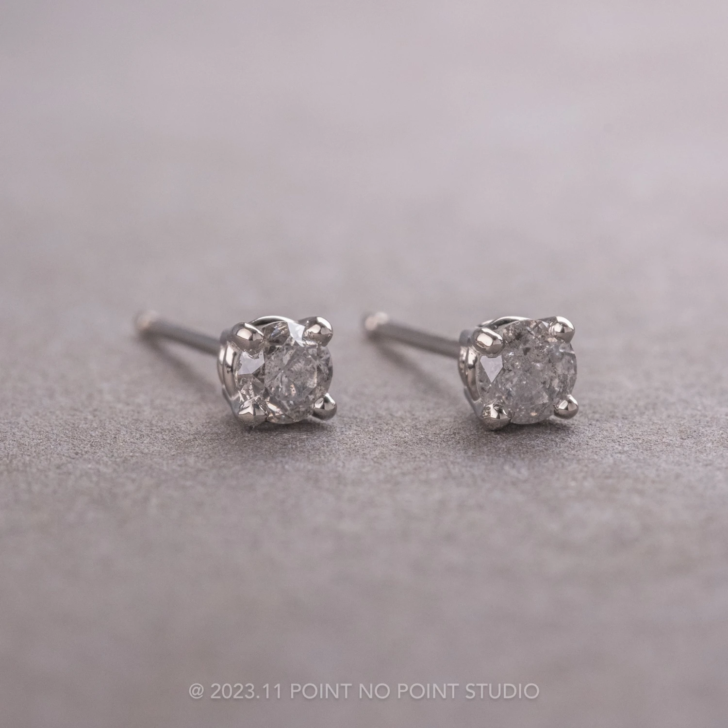 Salt & Pepper Diamond Studs, Platinum 2 Salt & Pepper Diamond Studs, Platinum - Image 2