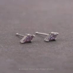 Lab-Grown Kite Alexandrite Studs, 14k White Gold Earrings 12 Lab-Grown Kite Alexandrite Studs, 14k White Gold Earrings -Point No Point Studio Store EARRING3 2