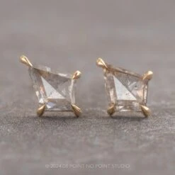 .62tcw Salt And Pepper Kite Diamond Studs, 14k Yellow Gold Earrings
