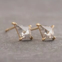 .62tcw Salt And Pepper Kite Diamond Studs, 14k Yellow Gold Earrings -Point No Point Studio Store EARRINGS 2