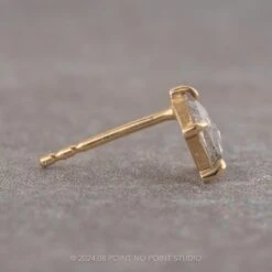 .62tcw Salt And Pepper Kite Diamond Studs, 14k Yellow Gold Earrings -Point No Point Studio Store EARRINGS 3