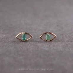 Emerald Eye Studs, 14k Rose Gold