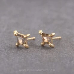 .34tcw Salt And Pepper Kite Diamond Studs, 14k Yellow Gold Earrings -Point No Point Studio Store EARRINGS4 2