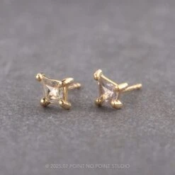 .26tcw Salt And Pepper Kite Diamond Studs, 14k Yellow Gold Earrings -Point No Point Studio Store EARRINGS5 2