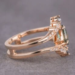 1.56 Carat Green Kite Sapphire And Diamond Engagement Ring, Empress Setting, 14K Rose Gold -Point No Point Studio Store EMPRESSRG 2