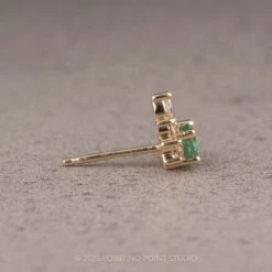 Emerald And Diamond Half-Halo Studs, 14k Yellow Gold Earrings 11 Emerald And Diamond Half-Halo Studs, 14k Yellow Gold Earrings -Point No Point Studio Store EmeraldStuds 3