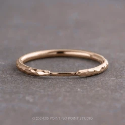 Hammered Harper Cuff Wedding Band, 14k Peach Gold