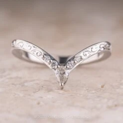 Harlow Diamond Contour Engraved Wedding Band, Platinum