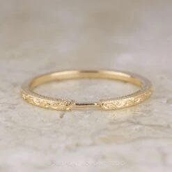 Vintage Harper Cuff Wedding Band, 14k Yellow Gold