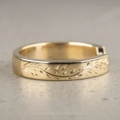 Engraved Wide Harper Cuff Wedding Band, 14k Yellow Gold -Point No Point Studio Store HARPERYG 2