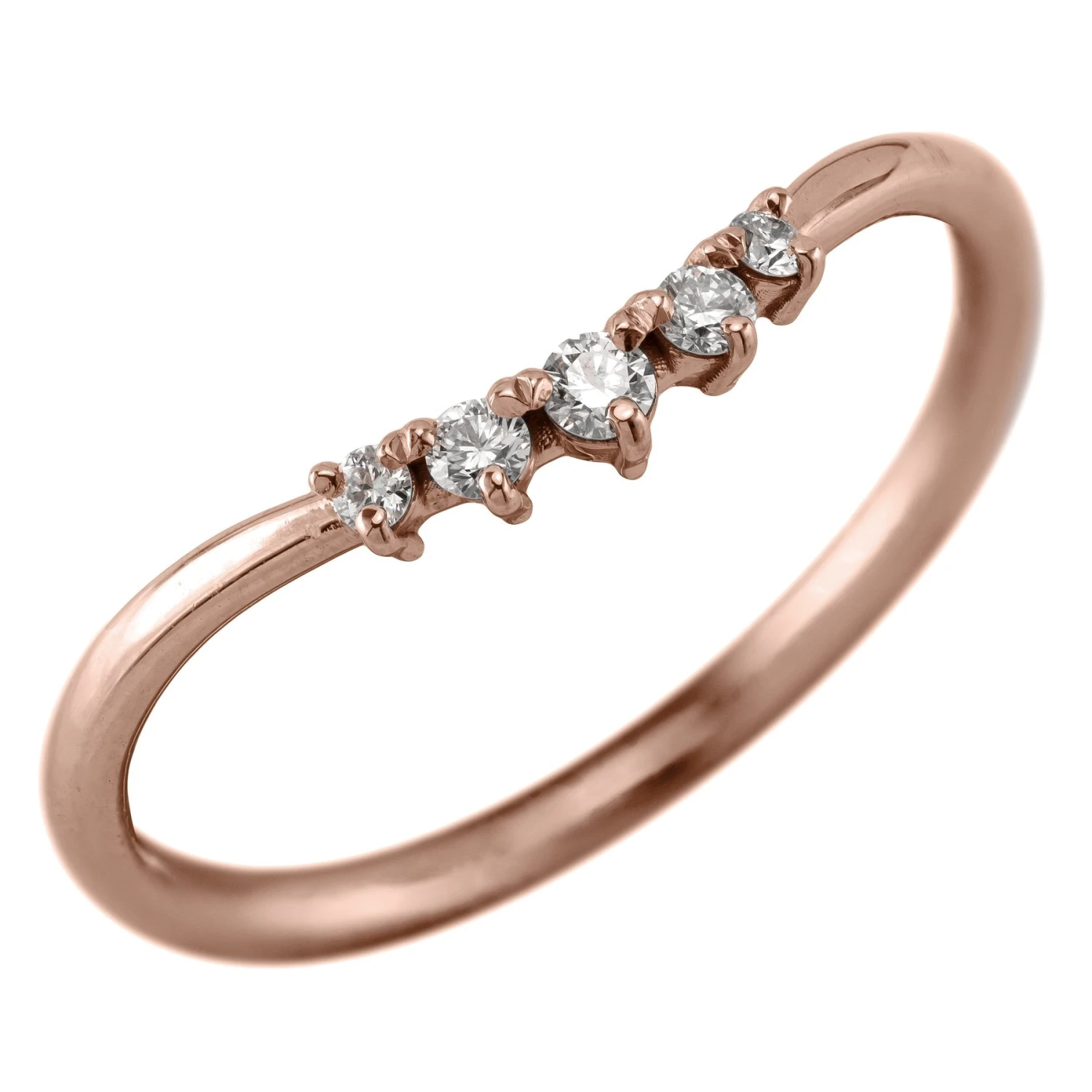 Petite Catherine Diamond Wedding Band, 14k Rose Gold 16 Petite Catherine Diamond Wedding Band, 14k Rose Gold - Image 16