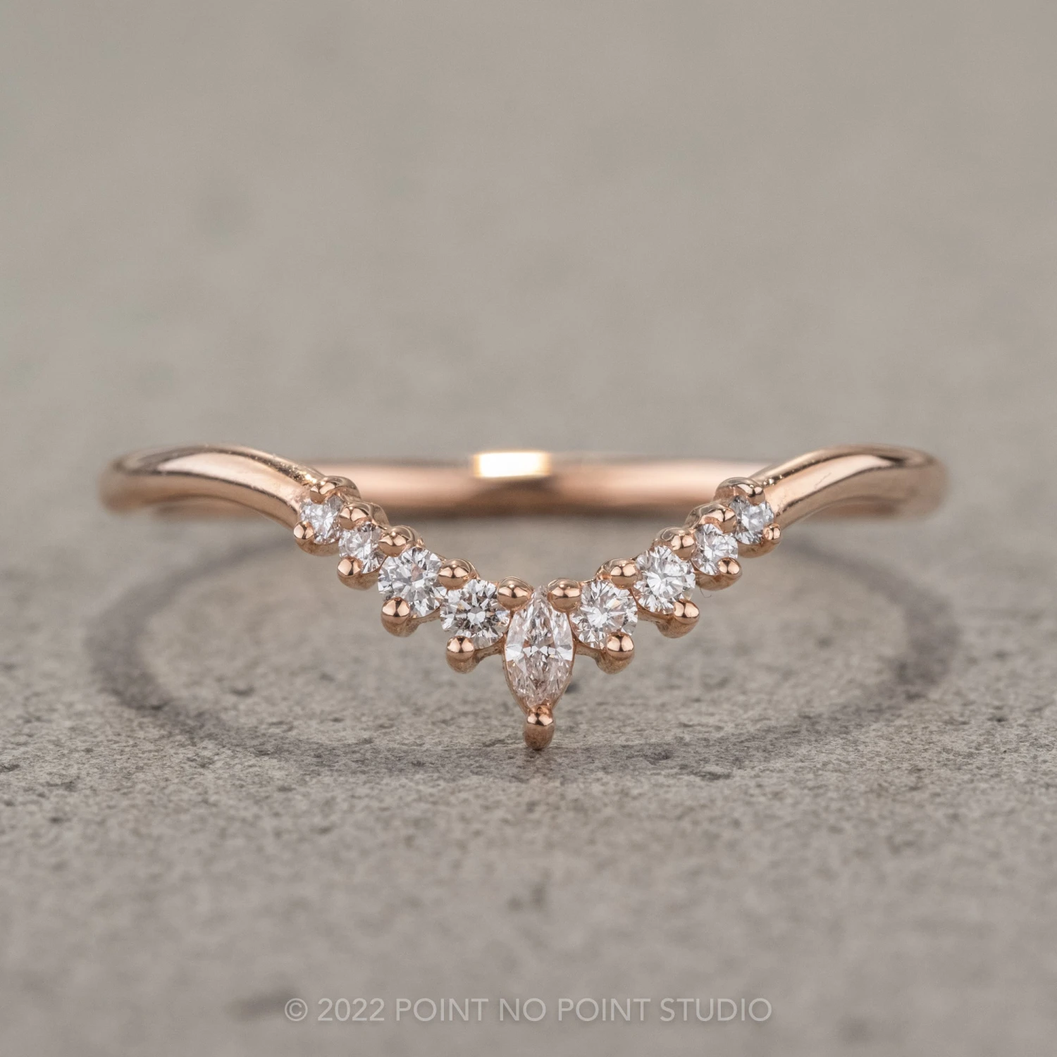 Large Etta Sloping Diamond Contour Band, 14K Rose Gold 1 Large Etta Sloping Diamond Contour Band, 14K Rose Gold