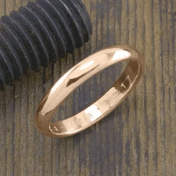 4mm 14k Peach Gold Mens Wedding Band, Half Round Polished