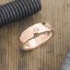 6mm 14k Peach Gold Mens Wedding Band, Hammered Polished