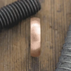 6mm 14K Peach Gold Mens Wedding Band, Half Round Matte Finish -Point No Point Studio Store M6MATTEROUND 2