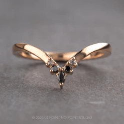 Marquise Diamond Wedding Band, Ombre Freya Setting, 14K Peach Gold