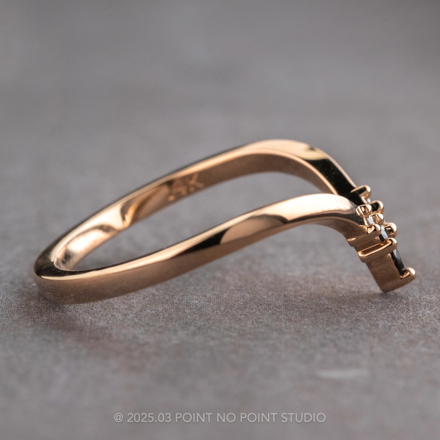 Marquise Diamond Wedding Band, Ombre Freya Setting, 14K Peach Gold 2 Marquise Diamond Wedding Band, Ombre Freya Setting, 14K Peach Gold - Image 2