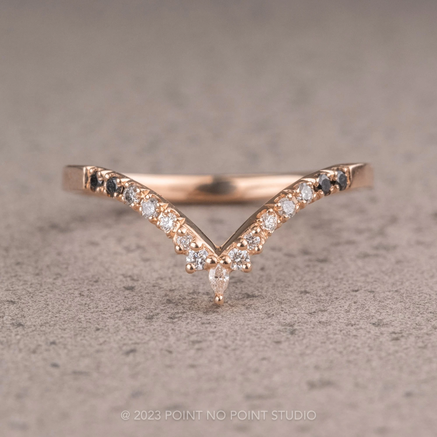 Ombre Diamond Wedding Band, Robin Setting, 14K Rose Gold 1 Ombre Diamond Wedding Band, Robin Setting, 14K Rose Gold