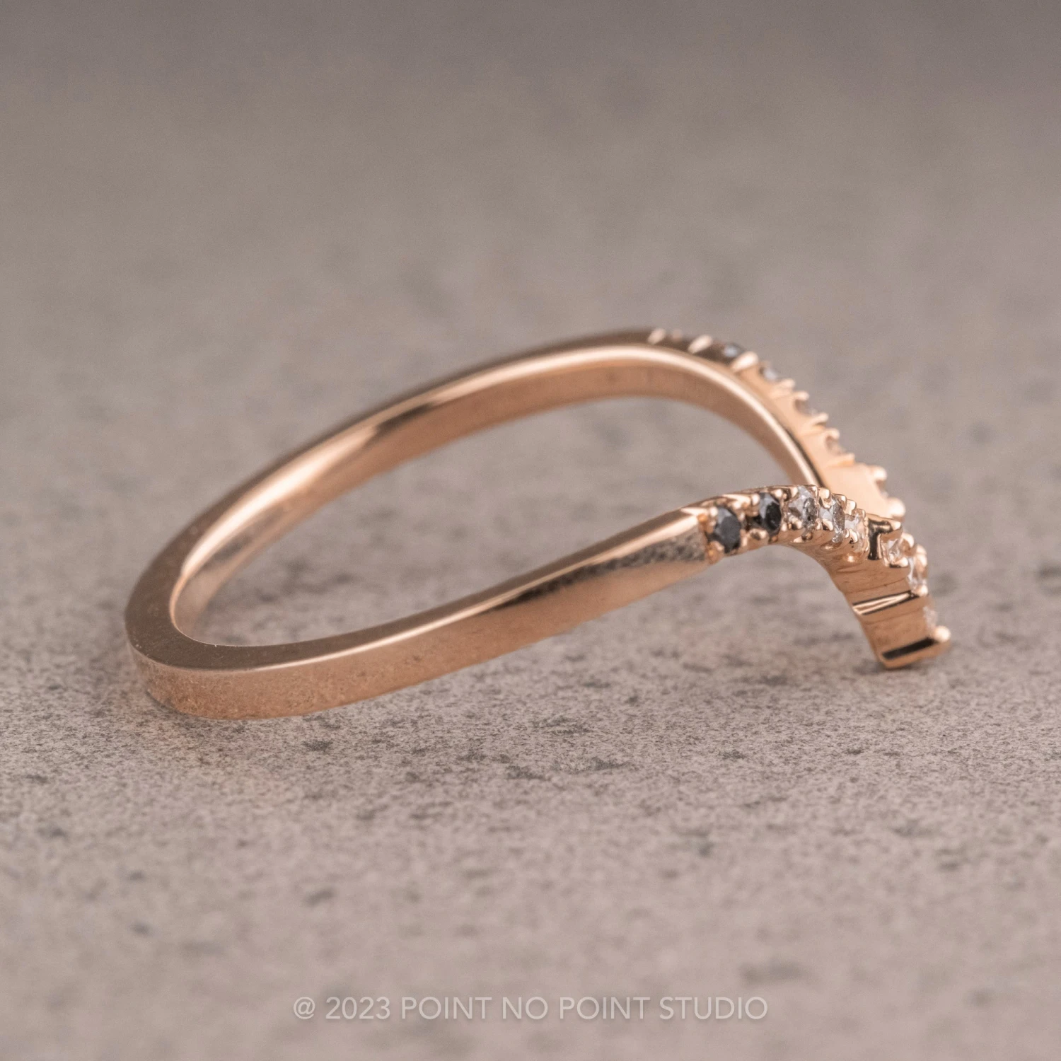 Ombre Diamond Wedding Band, Robin Setting, 14K Rose Gold 11 Ombre Diamond Wedding Band, Robin Setting, 14K Rose Gold - Image 11