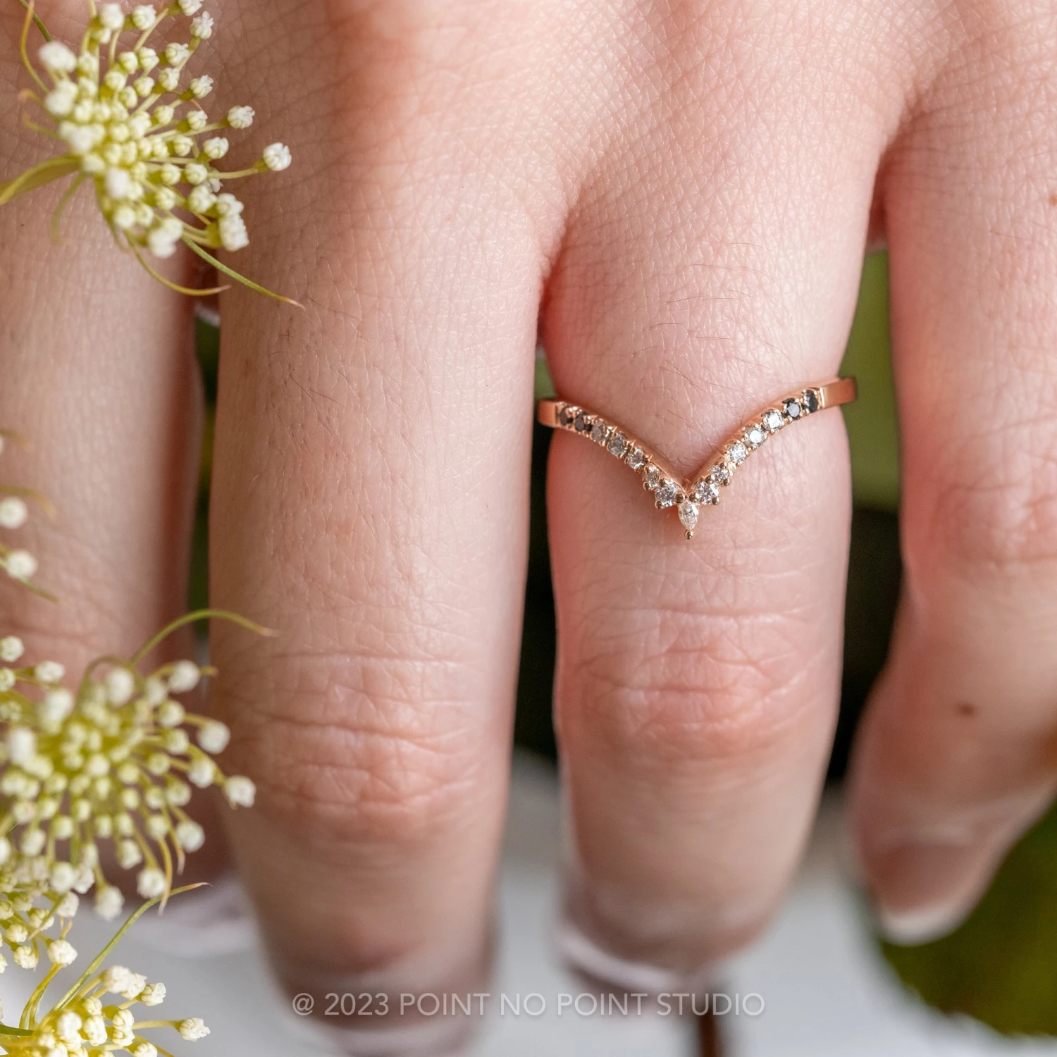 Ombre Diamond Wedding Band, Robin Setting, 14K Rose Gold 2 Ombre Diamond Wedding Band, Robin Setting, 14K Rose Gold - Image 2