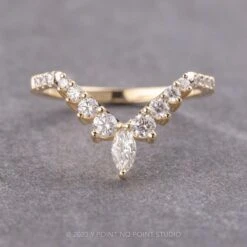Marquise Diamond Wedding Band, Ella Setting, 14K Yellow Gold