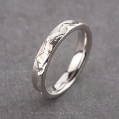 4mm Mountain Mens Wedding Ring, 14k White Gold -Point No Point Studio Store MENS 3 2