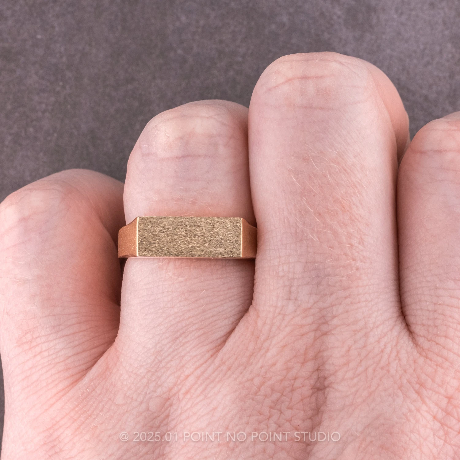 Men's Signet Style Wedding Ring, 14K Yellow Gold 2 Men's Signet Style Wedding Ring, 14K Yellow Gold - Image 2