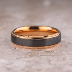 6mm Men's Tungsten Ring With 18K Rose Gold Plating