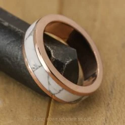14k Rose Gold Howlite Inlay Ring -Point No Point Studio Store MENSRG 3