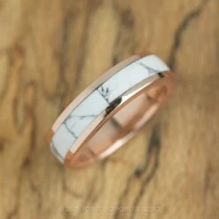 14k Rose Gold Howlite Inlay Ring -Point No Point Studio Store MENSRG 4