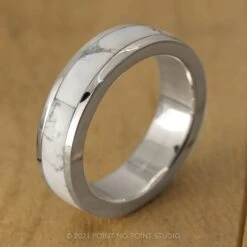 14k White Gold Howlite Inlay Ring