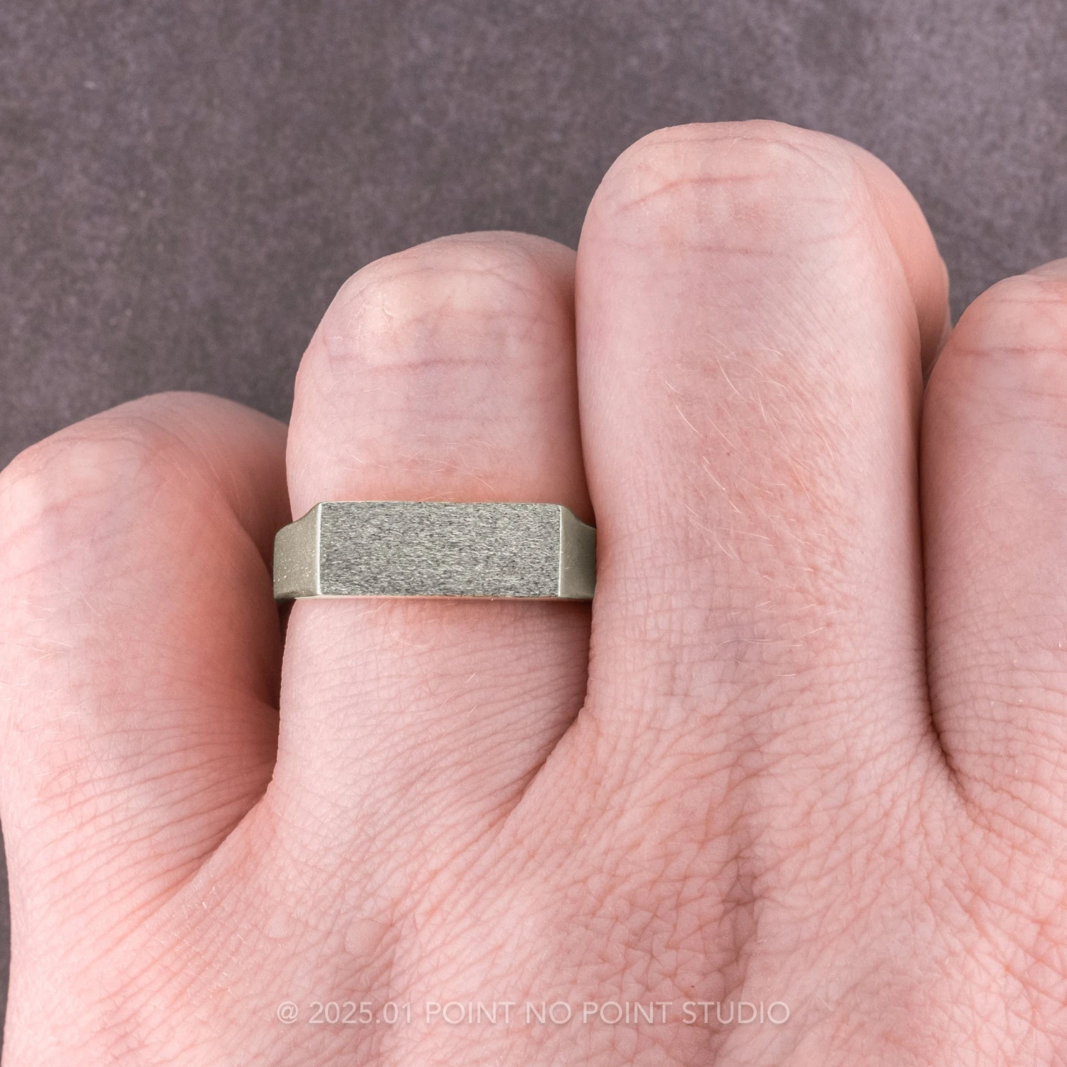 Men's Signet Style Wedding Ring, Platinum 2 Men's Signet Style Wedding Ring, Platinum - Image 2