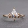 1.36 Carat Kite Moissanite And Diamond Engagement Ring, Quinn Setting, 14K Rose Gold