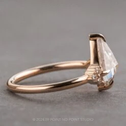 1.36 Carat Kite Moissanite And Diamond Engagement Ring, Quinn Setting, 14K Rose Gold -Point No Point Studio Store MOISRG 2