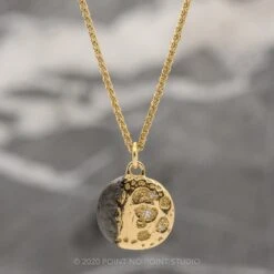 Moon Phase With Diamonds Yellow Gold -Point No Point Studio Store MOON WAXGIBYG