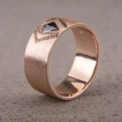 Kite And Black Diamond Mens Wedding Band, 14K Rose Gold -Point No Point Studio Store Mens 2
