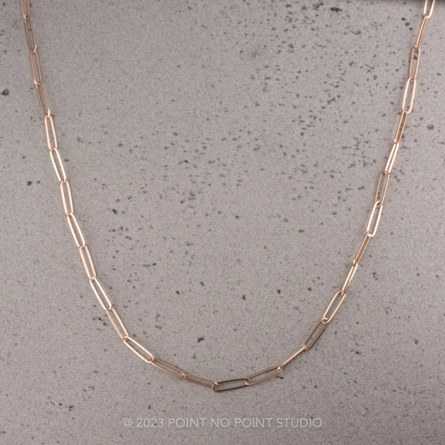 2.6mm Elongated Link, 18" Chain Necklace, 14k Rose Gold 1 2.6mm Elongated Link, 18" Chain Necklace, 14k Rose Gold