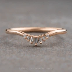 Petite Wren Diamond Wedding Band, 14k Peach Gold