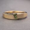 Green Diamond Mens Wedding Ring, 14K Yellow Gold