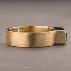 Green Emerald Shaped Tourmaline Engagement Ring, Cepheus Setting, 14K Yellow Gold -Point No Point Studio Store RINGb 2