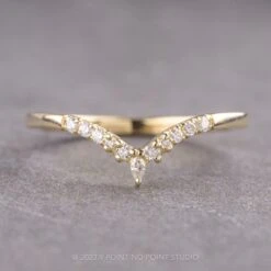 White Diamond Wedding Band, Robin Setting, 14K Yellow Gold