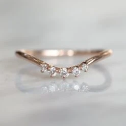 Petite Catherine Diamond Wedding Band, 14k Rose Gold