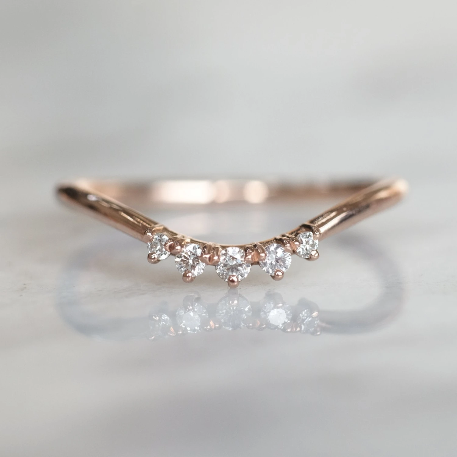 Petite Catherine Diamond Wedding Band, 14k Rose Gold 1 Petite Catherine Diamond Wedding Band, 14k Rose Gold