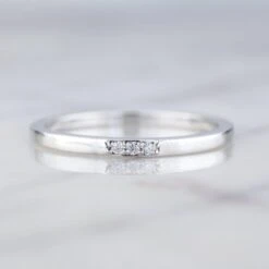 3 Diamond Wedding Band, Rectangle Band, Platinum