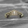 Baguette Diamond Wedding Band, Ombre Wren Setting, 14K Yellow Gold