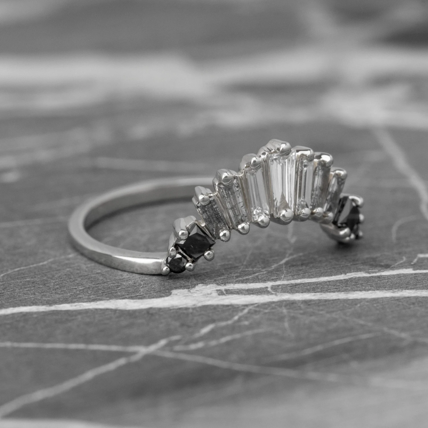 Baguette Diamond Wedding Band, Ombre Wren Setting, Platinum 3 Baguette Diamond Wedding Band, Ombre Wren Setting, Platinum - Image 3