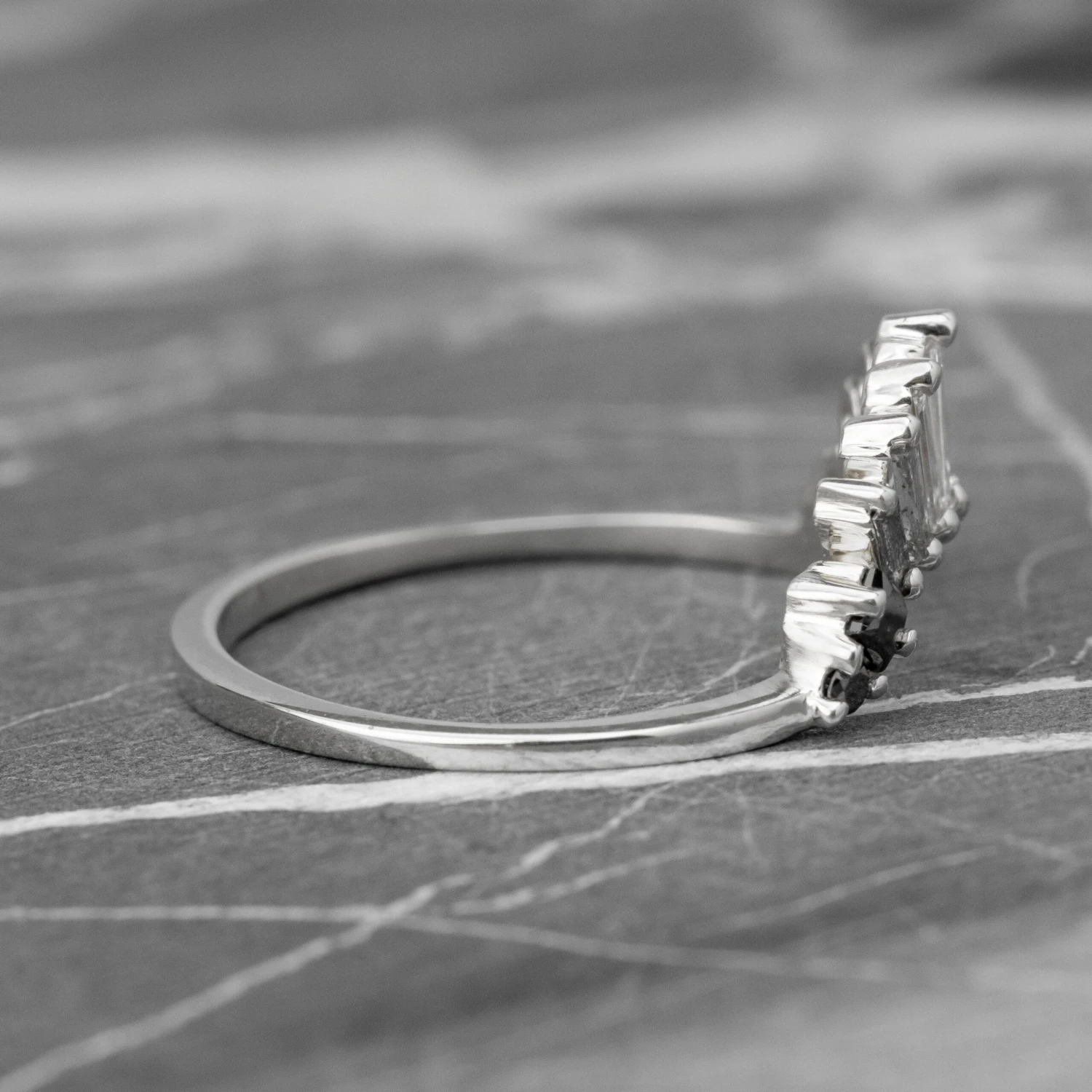 Baguette Diamond Wedding Band, Ombre Wren Setting, Platinum 4 Baguette Diamond Wedding Band, Ombre Wren Setting, Platinum - Image 4